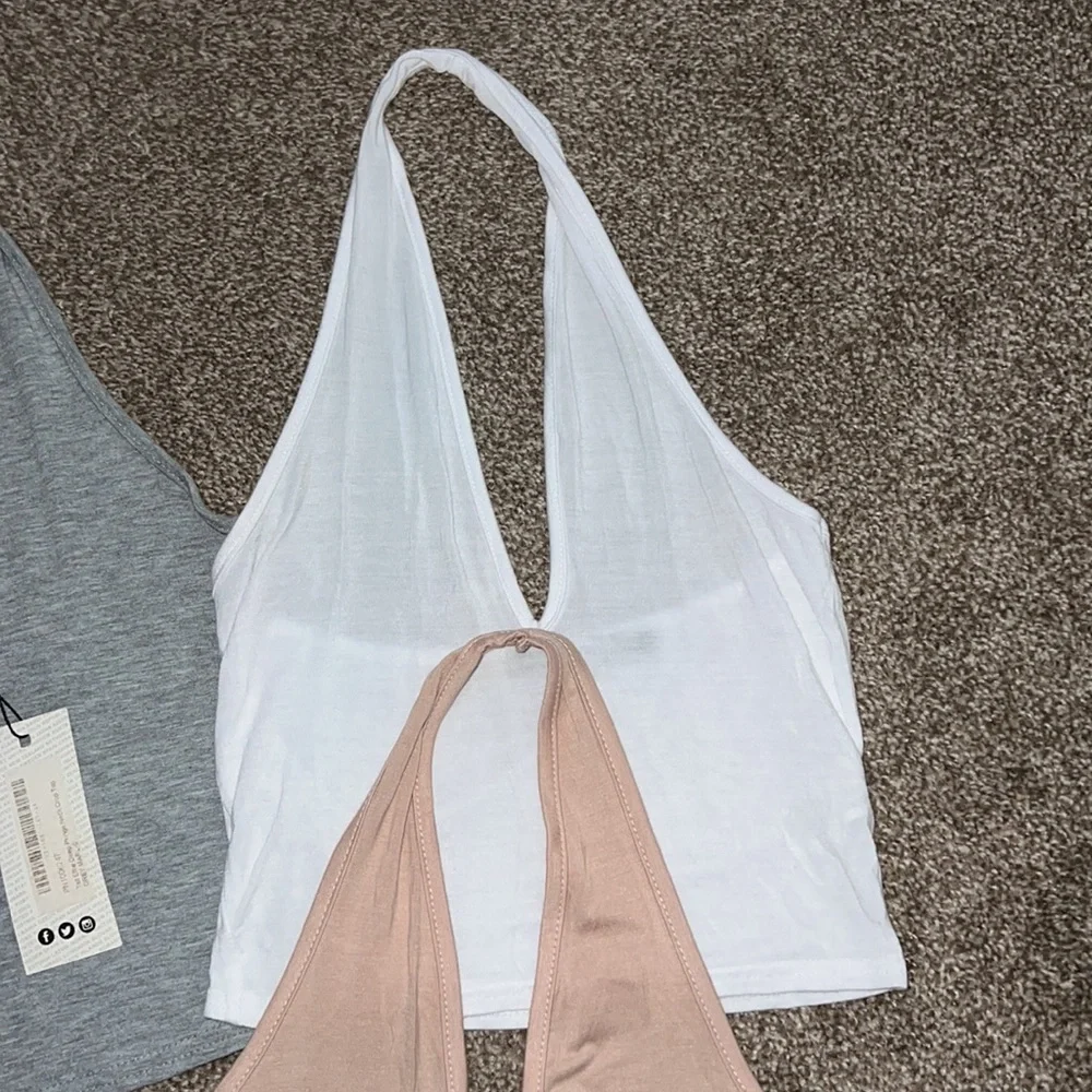 Boohoo Halter Top Bundle White Black Red Grey Gray Nude Beige Small Medium Hot - Picture 4 of 6